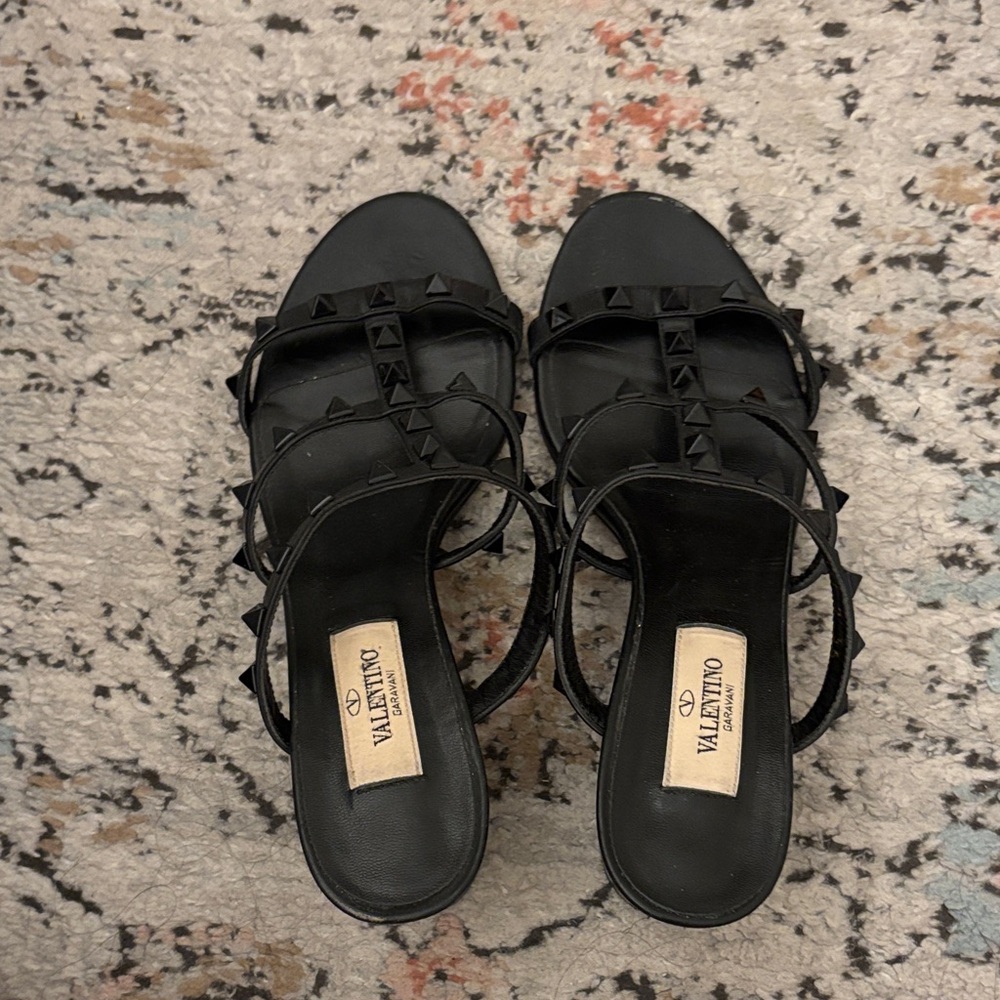 Valentino Black Studded Rockstud Caged Heel Sandals